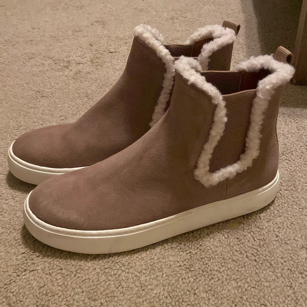 Lucky Brand. Never worn. Faux fur booties. Size 8.
